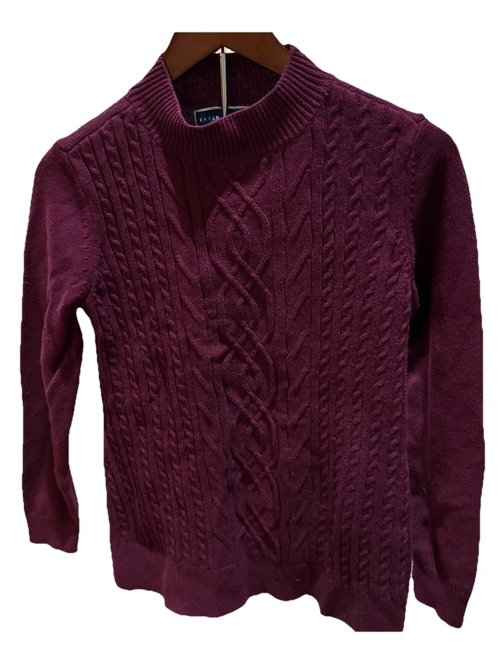 Karen Scott Cable Knit Sweater Size PM Maroon Women’s Sweater